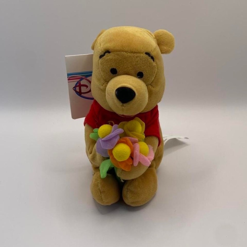 Disney Winnie the Pooh Flower Plush 8" Yellow NEW Mini Bean Bag Plush‎